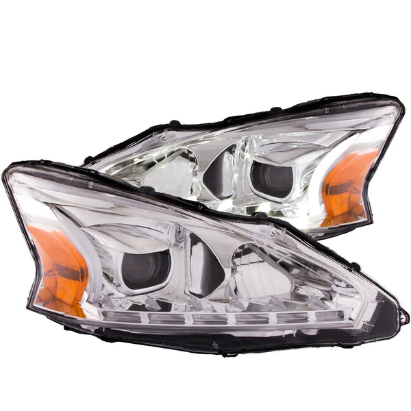 AnzoUSA 121501 Projector Headlights with Plank Style Design Chrome