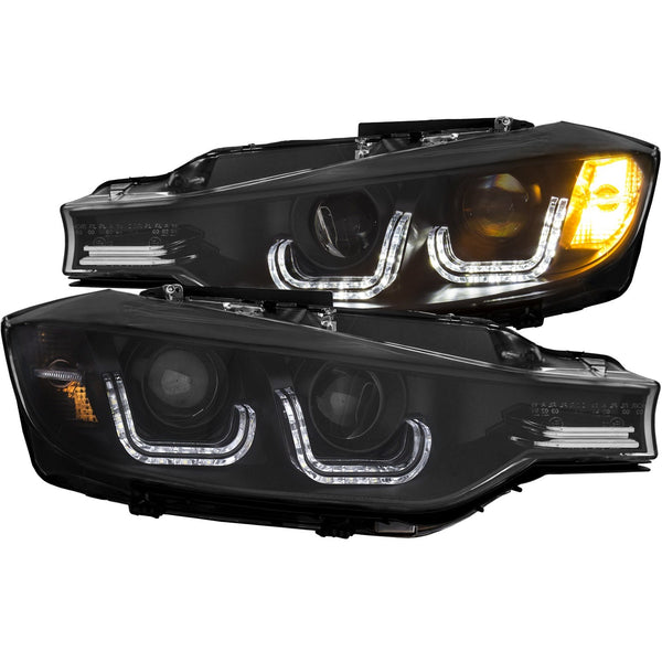 AnzoUSA 121506 Projector Headlights with U-Bar Black (HID Compatible)