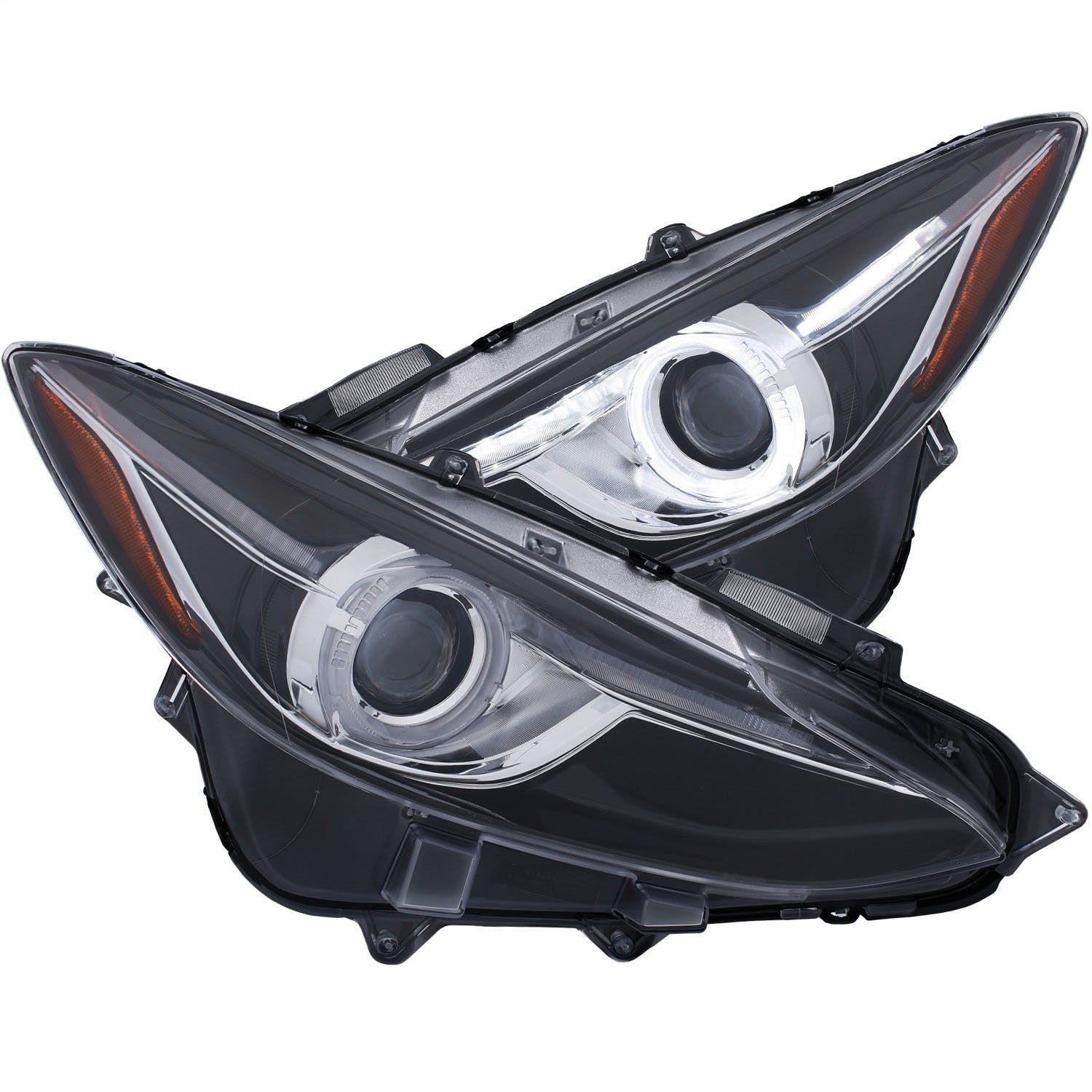 AnzoUSA 121522 Projector Headlights with Halo Black with Amber