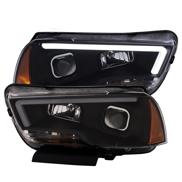 AnzoUSA 121524 Projector Headlights with Plank Style Design Black