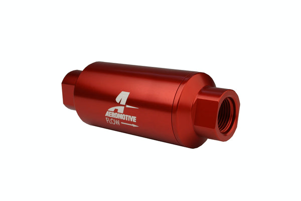 Aeromotive Fuel System 12335 Filter In-Line AN-10 size, 40 micron stainless steel element, Red Anodize Finish