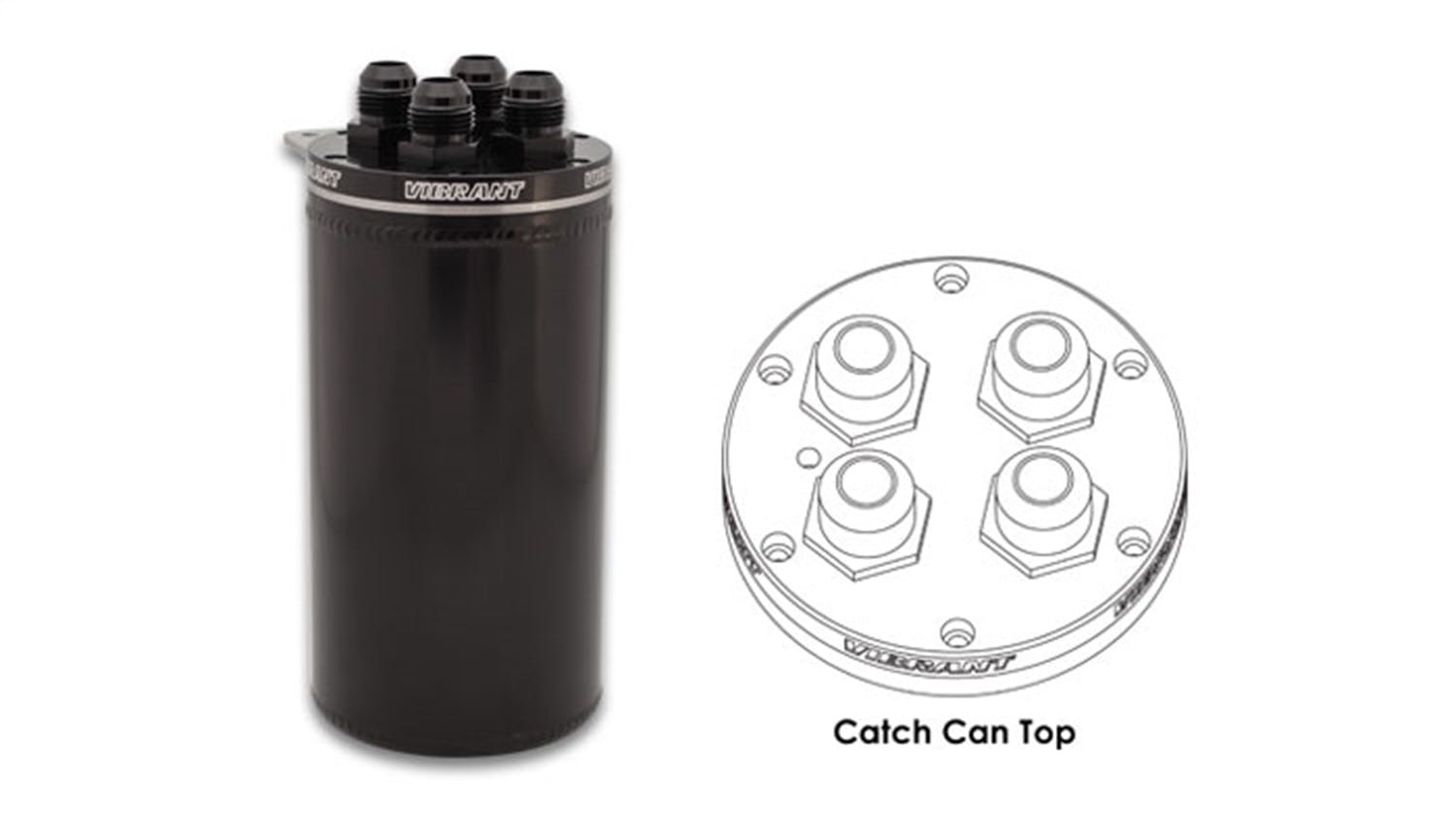 Vibrant Performance 12697 Catch Can with 4 Adapters on Cap, CNC Logo - Anodized Black