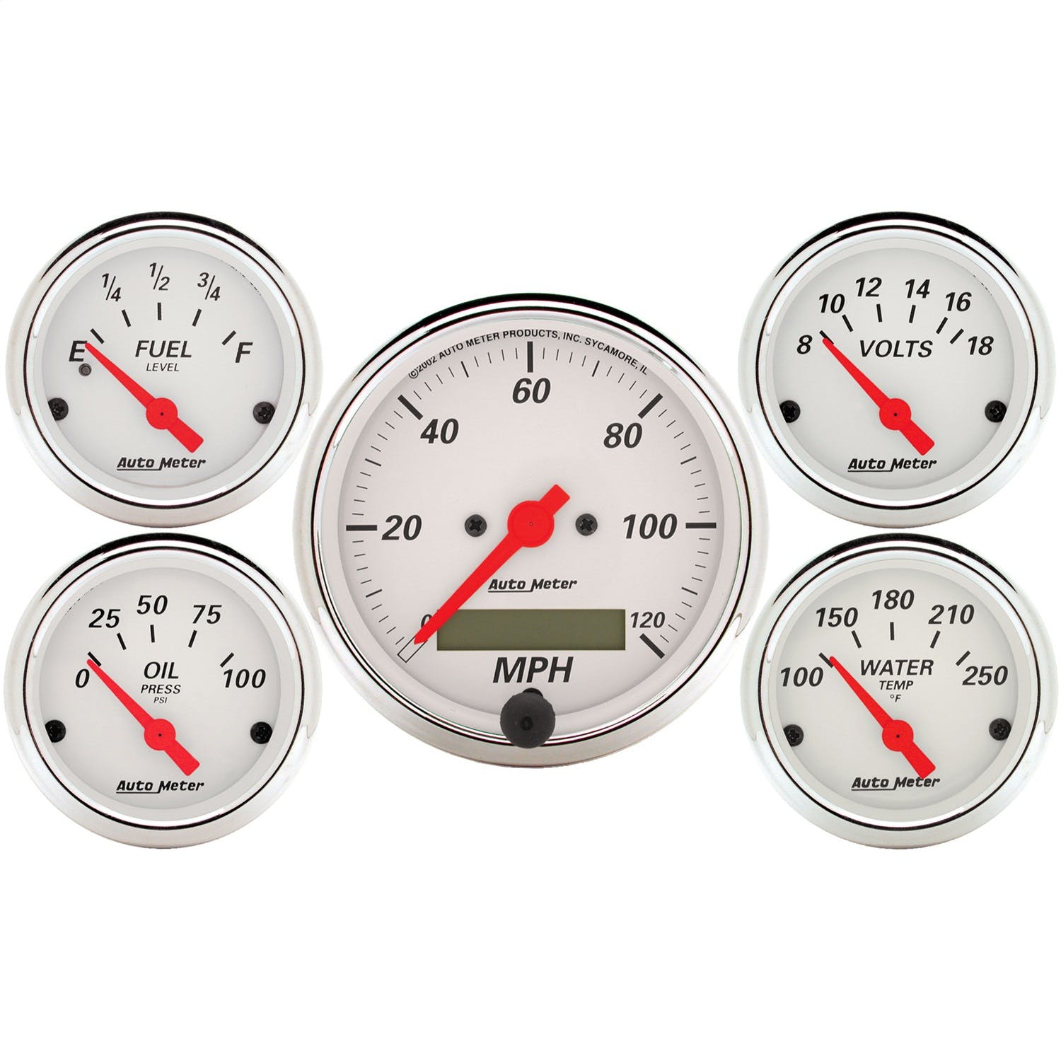 AutoMeter Products 1302 5 Pc. Kit Artic White (Electric Speedo)