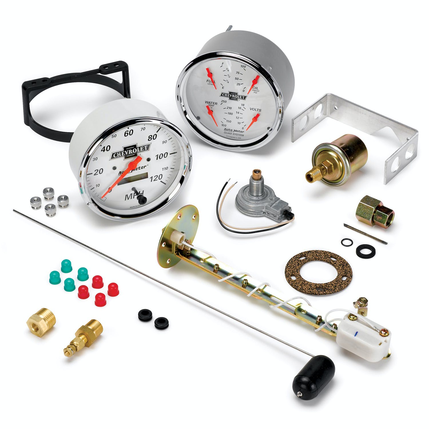 AutoMeter Products 1303-00408 5 Quad Gauge and Speedo Arctic White, GM
