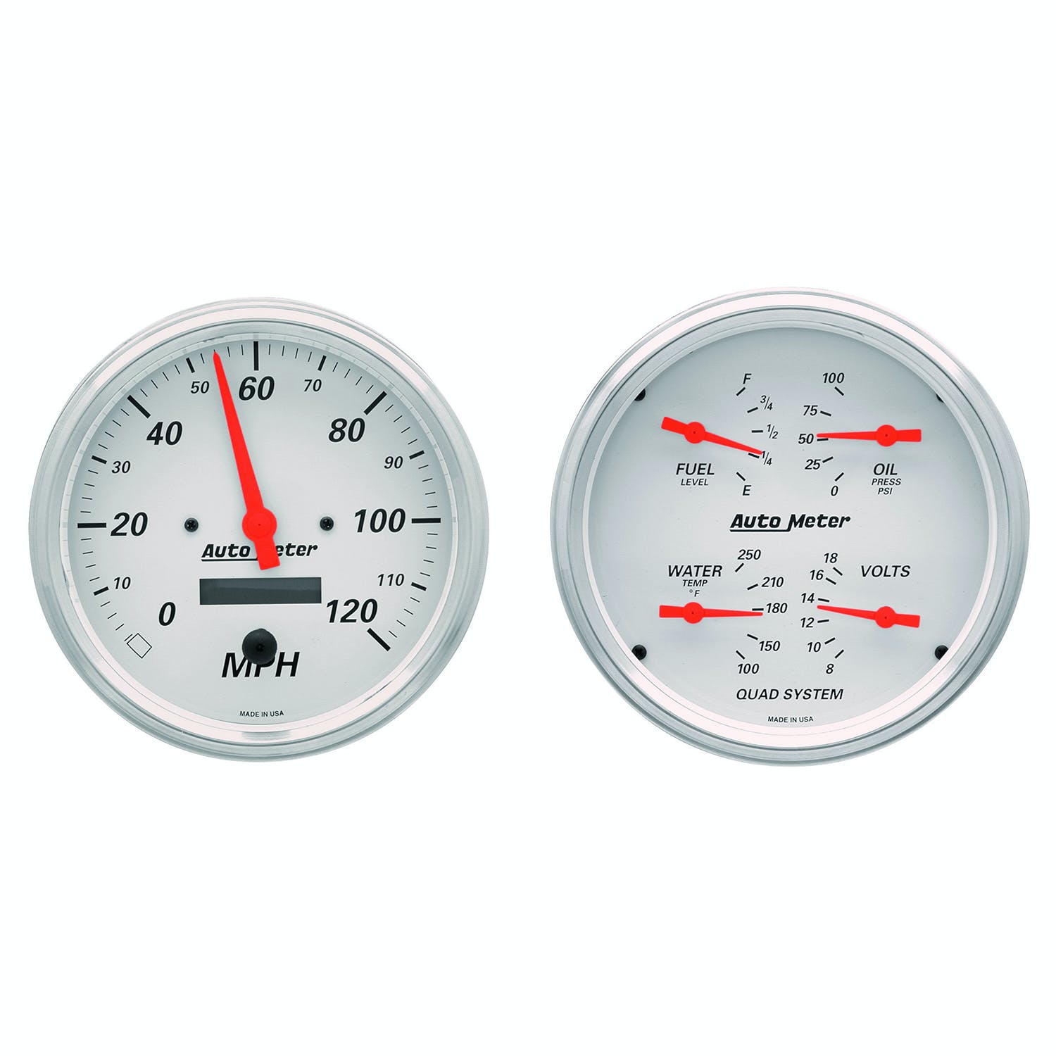 AutoMeter Products 1303 Quad Gauge and Electric. Speedo Kit Artic White