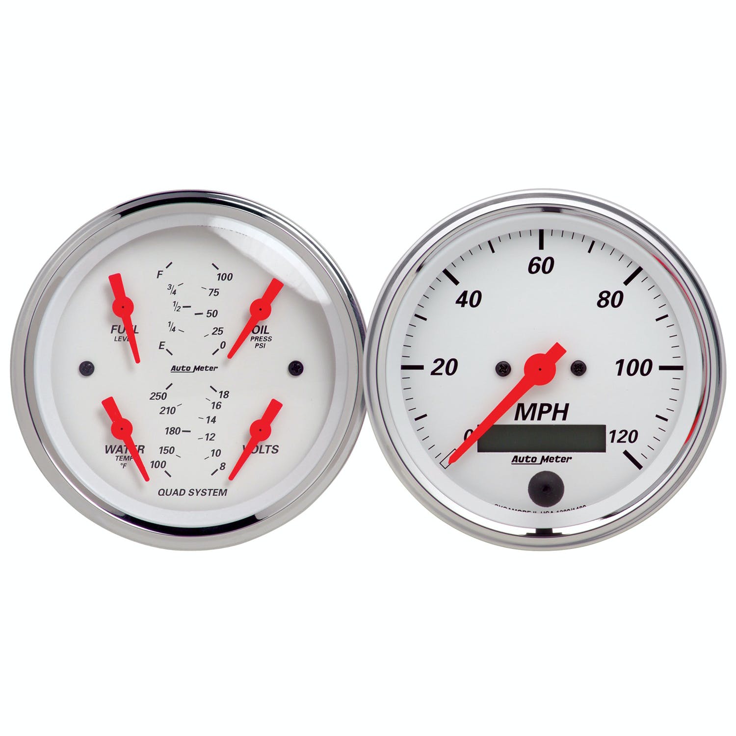 AutoMeter Products 1308 Artic White Quad Gauge/Speedo Kit 3-3/8in