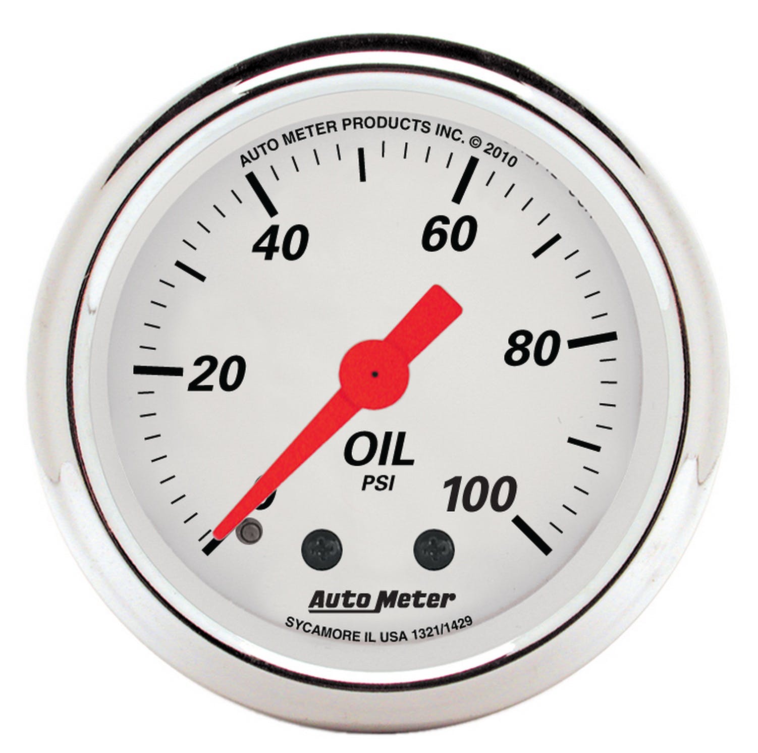 AutoMeter Products 1321 2 Oil Pressure, 0-100 PSI, Mech, Arctic White