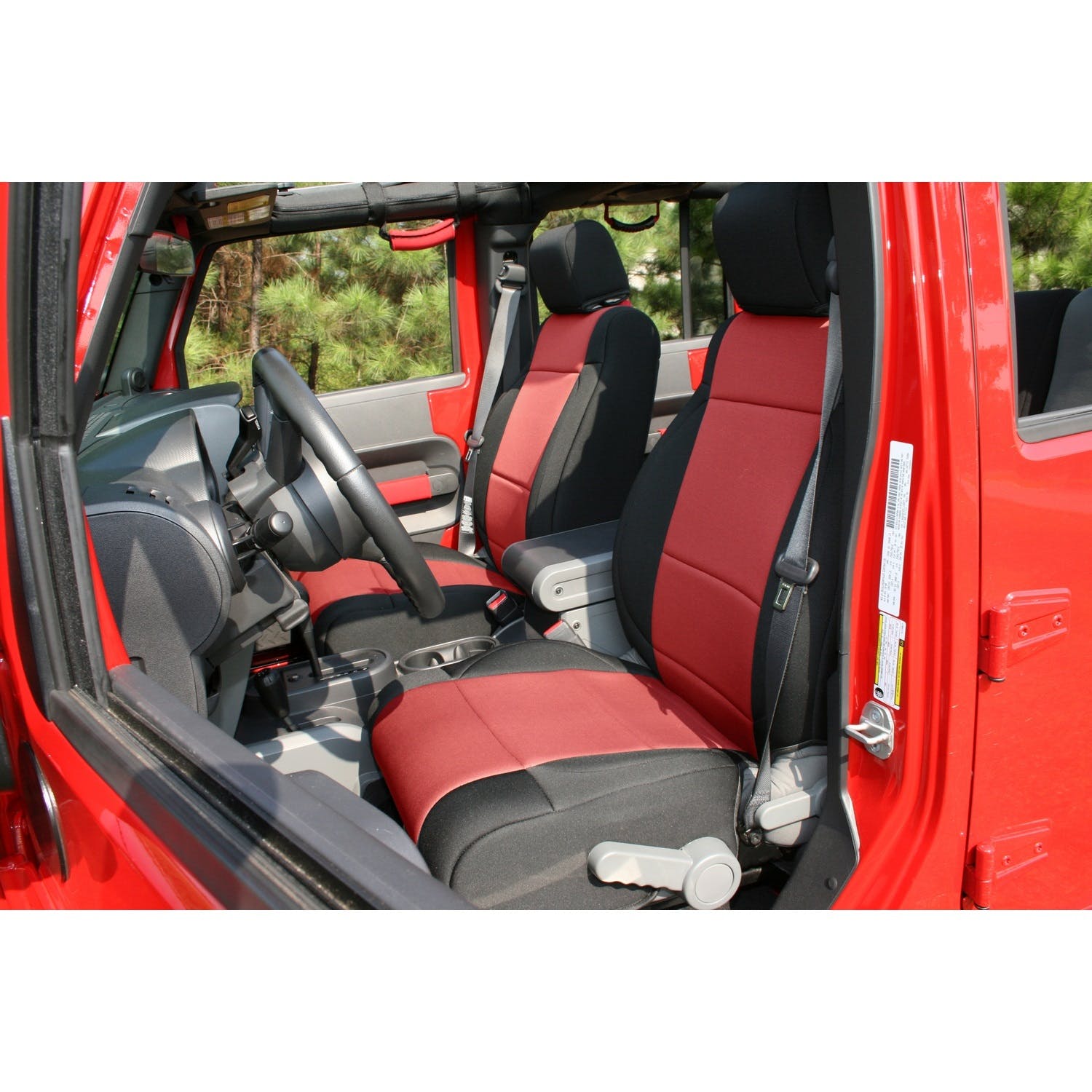 Rugged Ridge 13214.53 Neoprene Front Seat Covers; Black/Red; 07-10 Jeep Wrangler JK