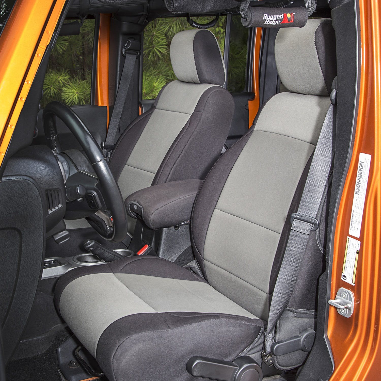 Rugged Ridge 13215.09 Neoprene Front Seat Covers; Black/Gray; 11-17 Jeep Wrangler