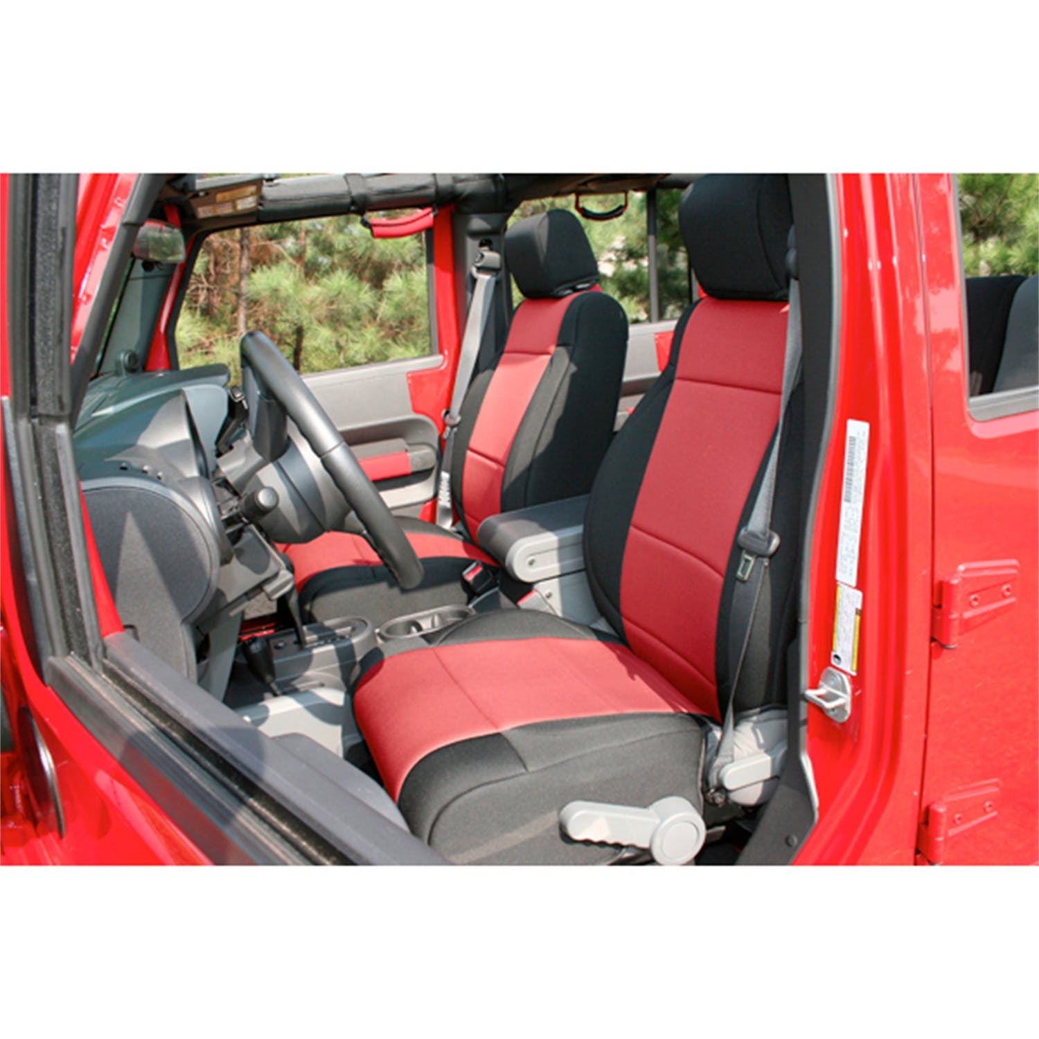 Rugged Ridge 13215.53 Neoprene Front Seat Covers; Black/Red; 11-17 Jeep Wrangler
