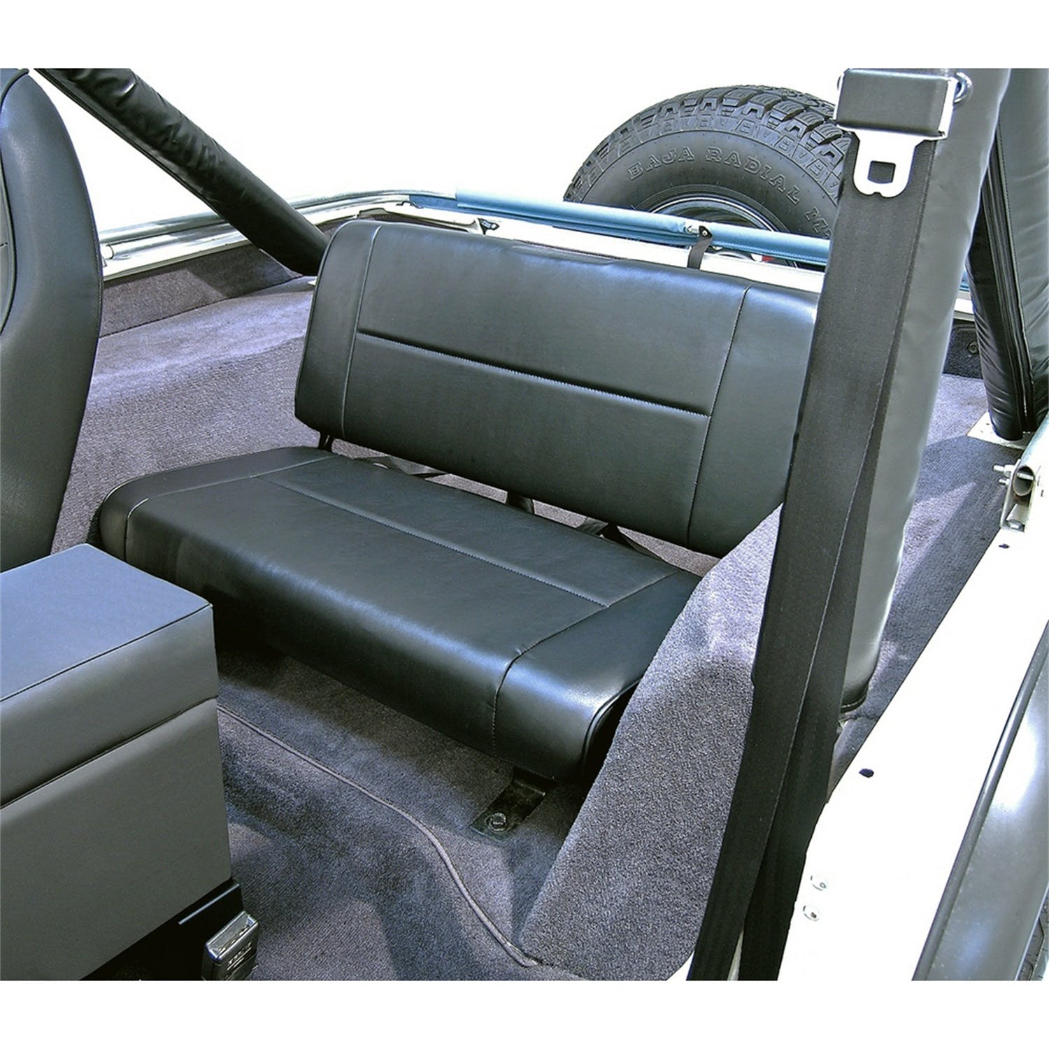 Rugged Ridge 13461.01 Fixed Rear Seat; Black; 55-95 Jeep CJ/Wrangler YJ