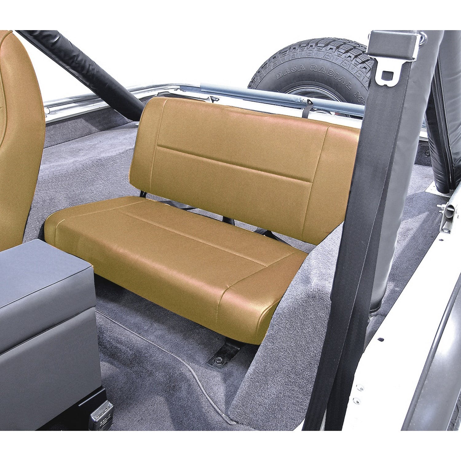 Rugged Ridge 13461.04 Fixed Rear Seat; Tan; 55-95 Jeep CJ/Wrangler YJ