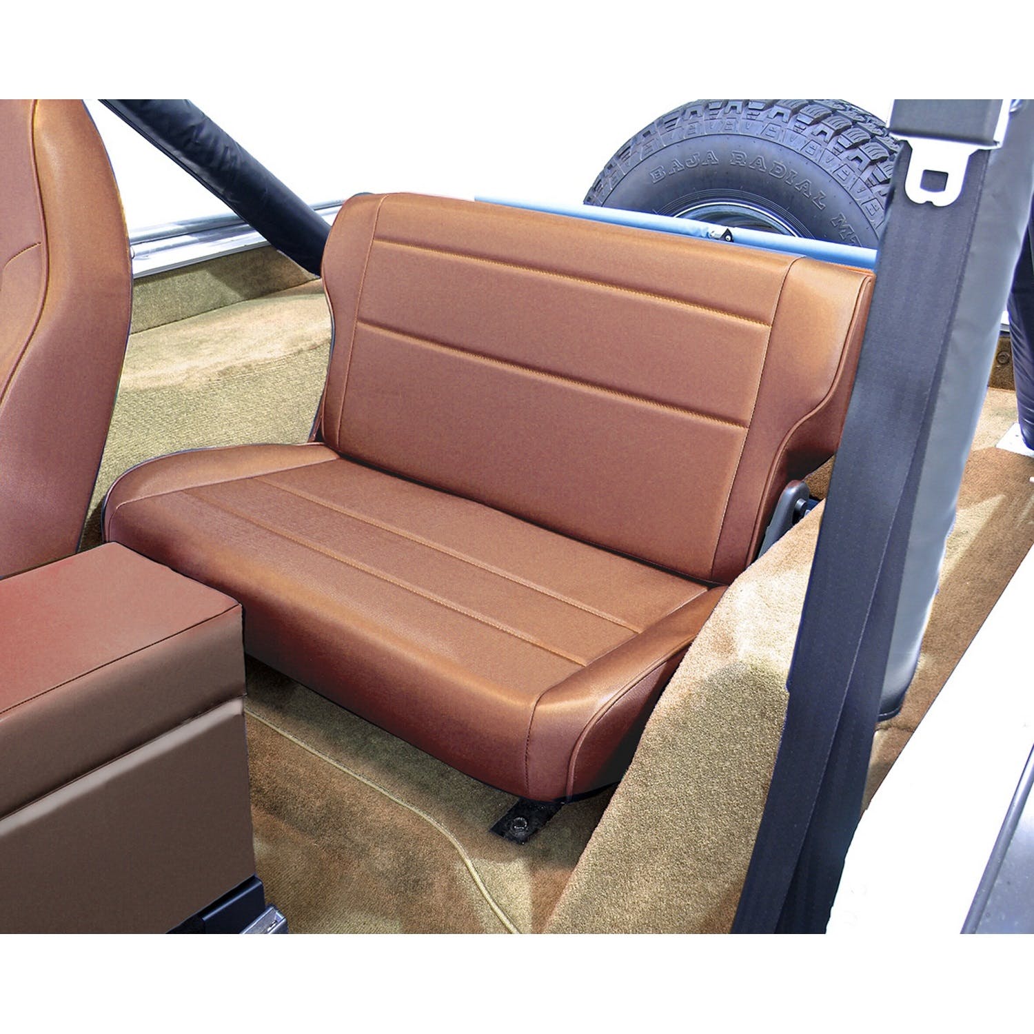 Rugged Ridge 13462.04 Fold and Tumble Rear Seat; Tan; 76-95 Jeep CJ/Wrangler YJ