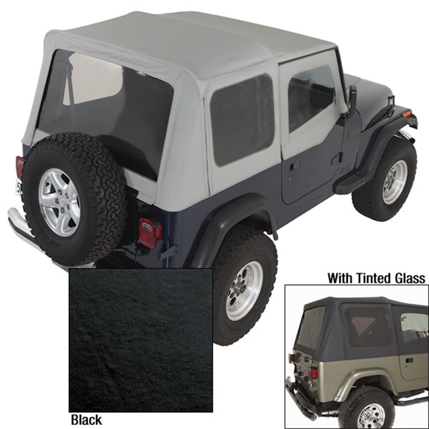 Rugged Ridge 13702.15 Soft Top; Door Skins; Black; Tinted Windows; 88-95 Jeep Wrangler YJ