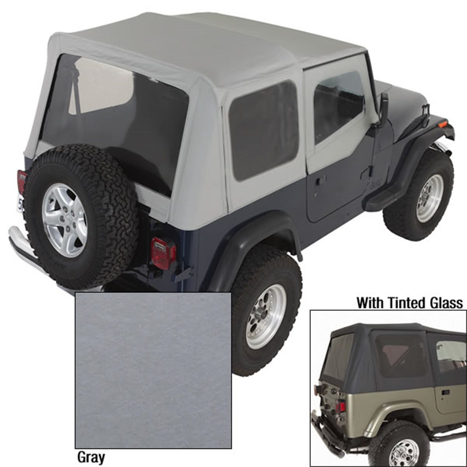 Rugged Ridge 13722.09 XHD Soft Top; Charcoal; Tinted Windows; 88-95 Jeep Wrangler YJ