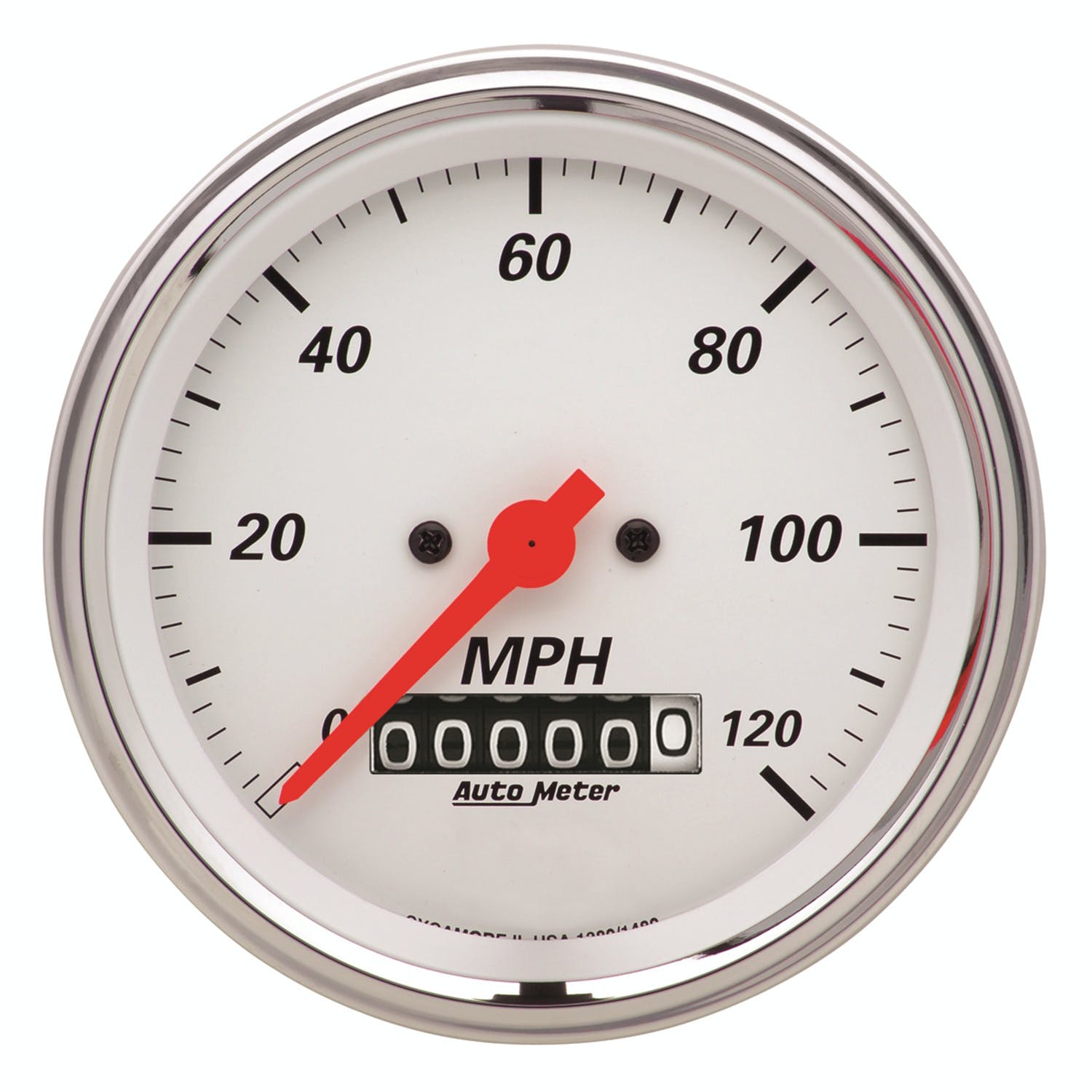 AutoMeter Products 1379 Gauge; Speedometer; 3 3/8in.; 120mph; Elec. Prog. w/Wheel Odo; Arctic White
