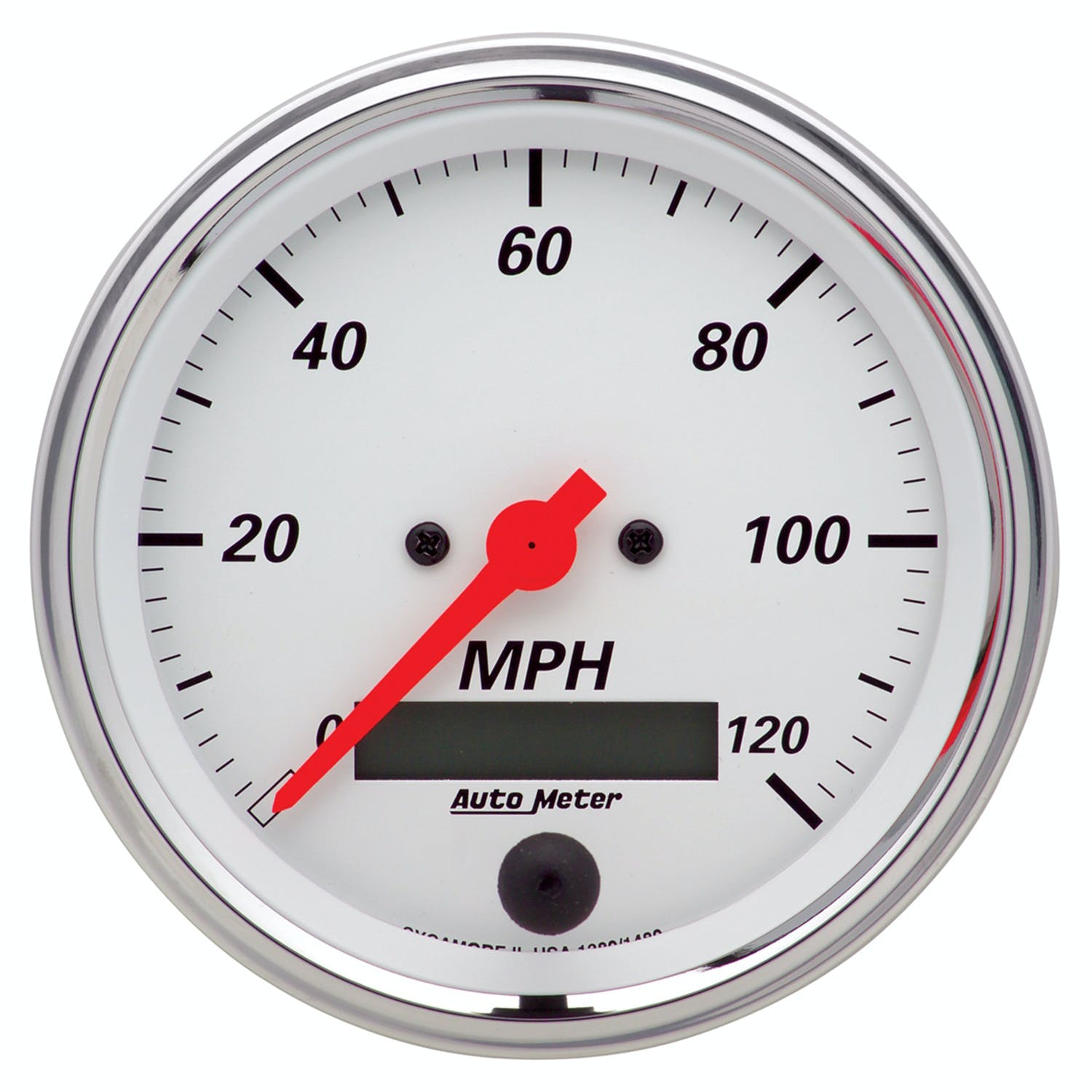 AutoMeter Products 1380 Gauge; Speedometer; 3 3/8in.; 120mph; Elec. Prog. w/LCD Odo; Arctic White