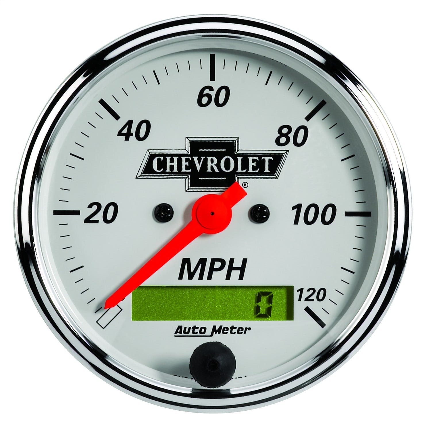 AutoMeter Products 1388-00408 Gauge; Speedo.; 3 1/8in.; 120mph; Elec. Prog. w/LCD Odo; Chevrolet Heritage Bowt