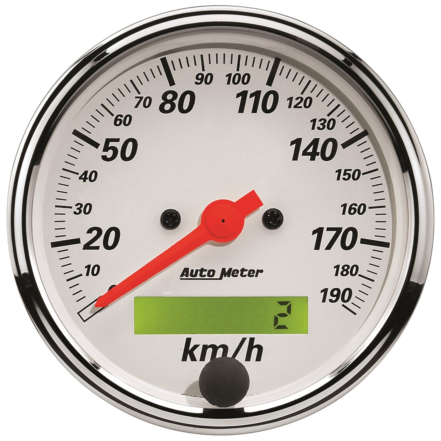 AutoMeter Products 1388-M Gauge; Speedometer; 3 1/8in.; 190km/h; Elec. Prog. w/LCD Odo; Arctic White