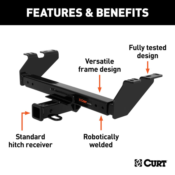 CURT 13900 Class 3 Multi-Fit Trailer Hitch with 2 Receiver