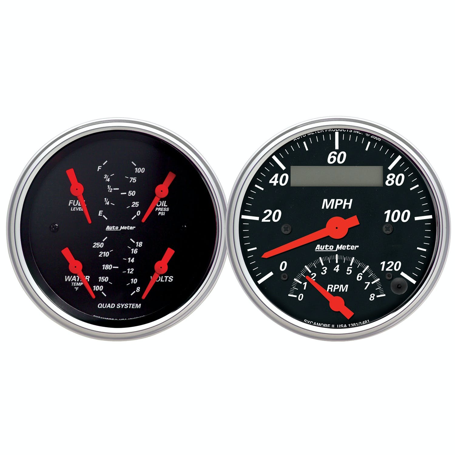 AutoMeter Products 1409 Quad Gauge and Tach/Speedo Combo 3-3/8in - Design Black