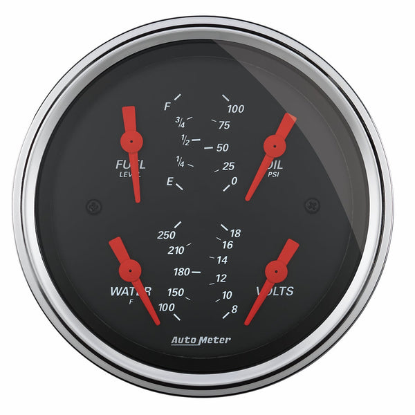 AutoMeter Products 1414 3-3/8 Quad Guage, Fuel Level, 0-90,Designer Black