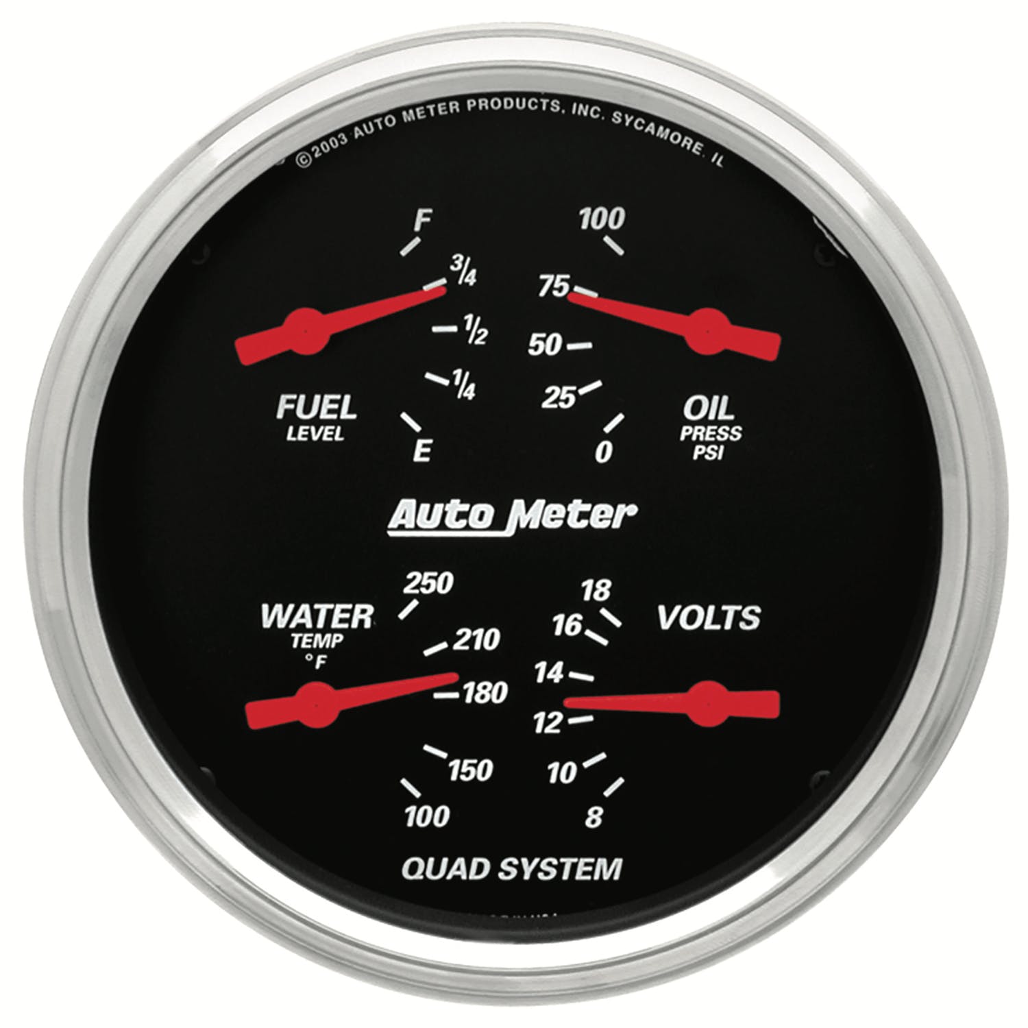 AutoMeter Products 1419 5 Quad Guage, Fuel Level, 0-90, Designer Black