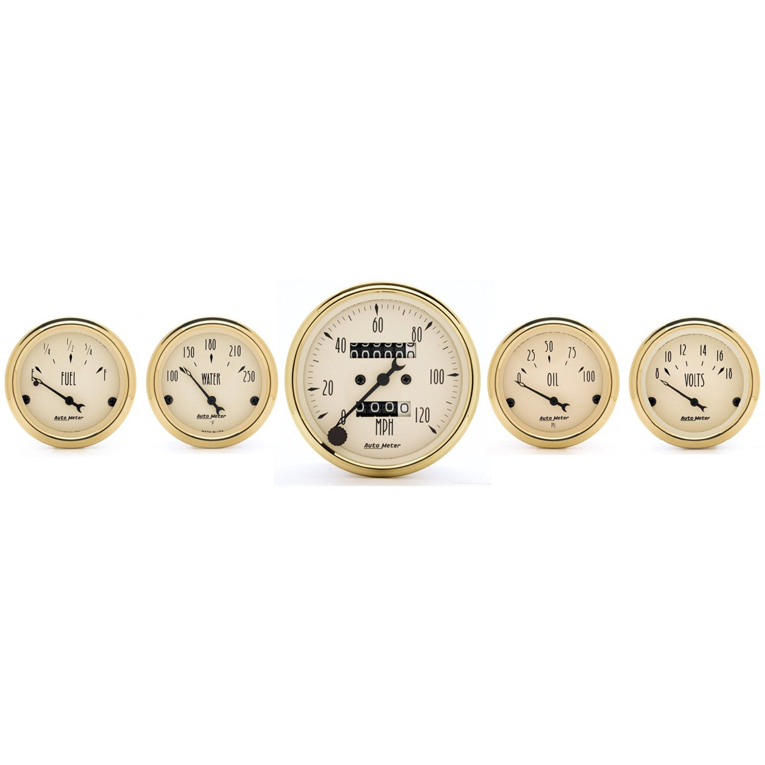 AutoMeter Products 1501 Gauge Kit; 5 pc.; 3 1/8in./2 1/16in.; Mech. Speedometer; Golden Oldies