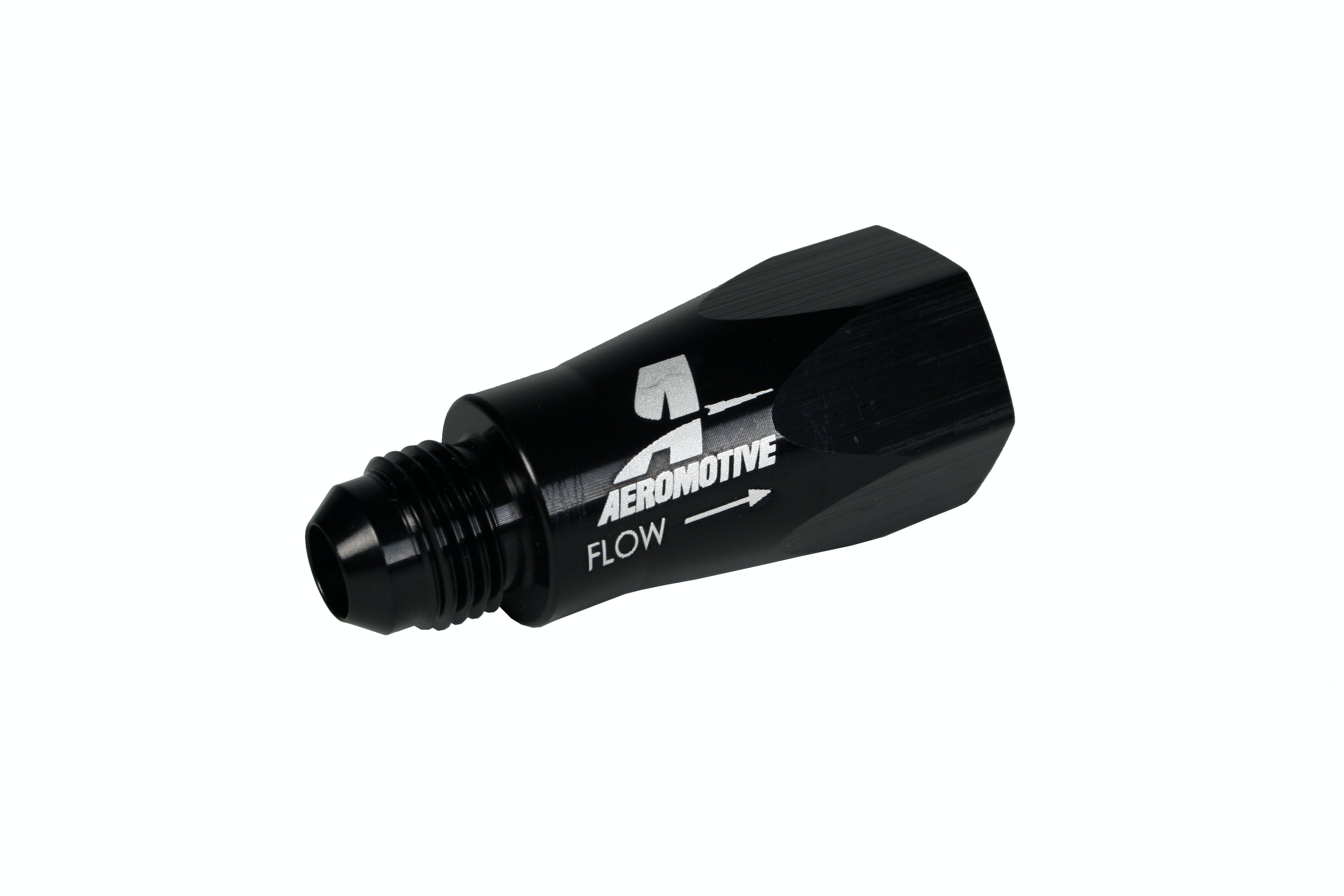 Aeromotive Fuel System 15106 In-Line Full Flow Check Valve (Male -6 AN inlet, Female -6 AN outlet)
