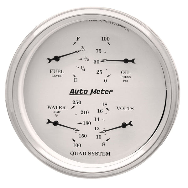 AutoMeter Products 1610 Quad Gauge Old Tyme White