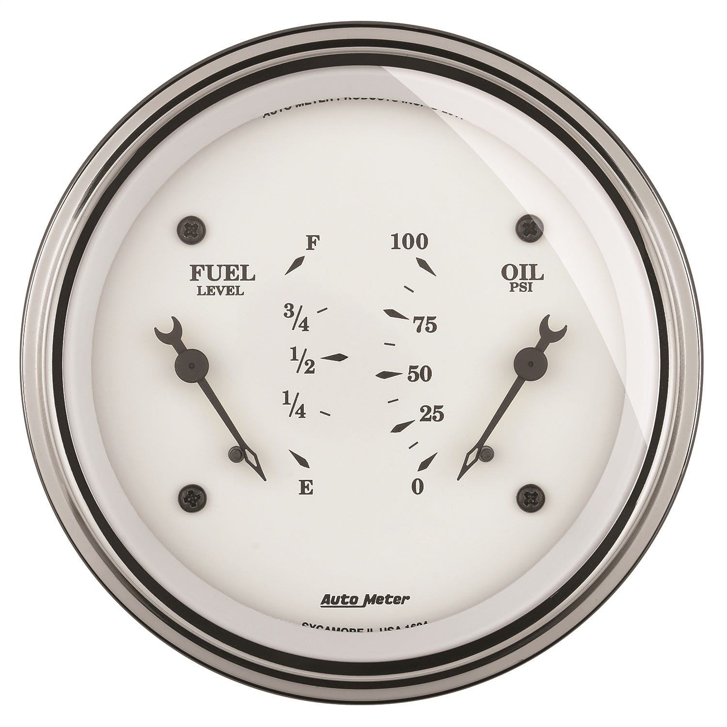 AutoMeter Products 1613 GAUGE; DUAL; FUEL/OILP; 3 3/8in.; 240 ohm E-33 ohm F/100PSI; ELEC; OLD TYME WHT