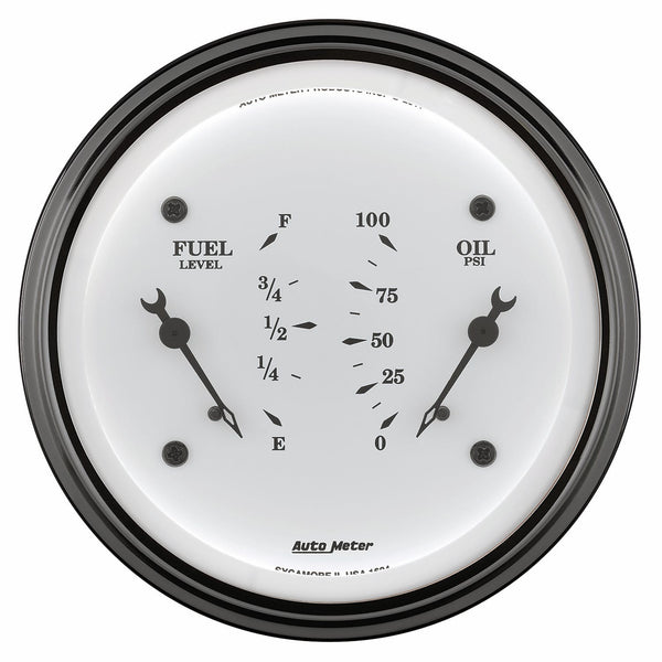 AutoMeter Products 1624 Gauge; Dual; Fuel/OILP; 3 3/8in.; 0OE-90OF/100psi; Elec; Old Tyme White
