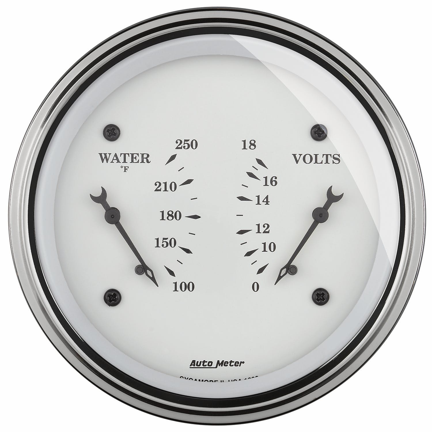 AutoMeter Products 1630 Gauge; Dual; WTMP/VOLT; 3 3/8in.; 250° F/18V; Elec; Old Tyme White