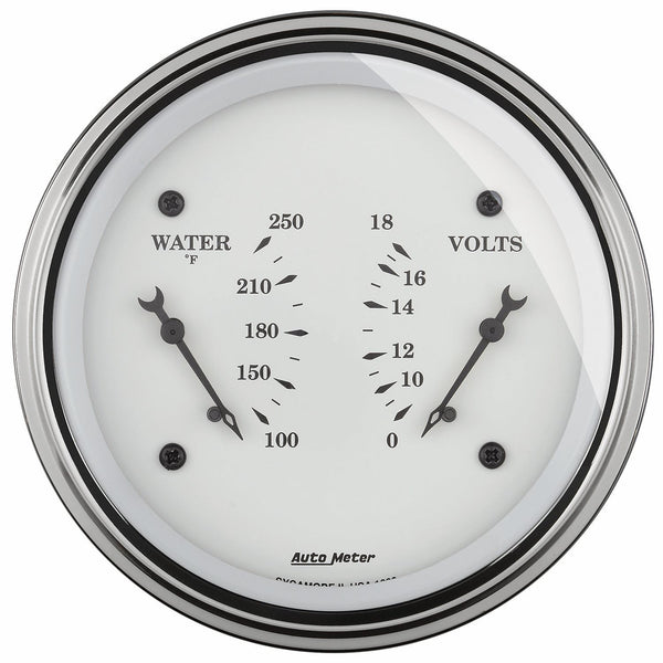 AutoMeter Products 1630 Gauge; Dual; WTMP/VOLT; 3 3/8in.; 250° F/18V; Elec; Old Tyme White