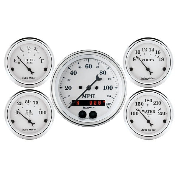 AutoMeter Products 1650 GPS Speedometer Old Tyme White 5 PC Kit