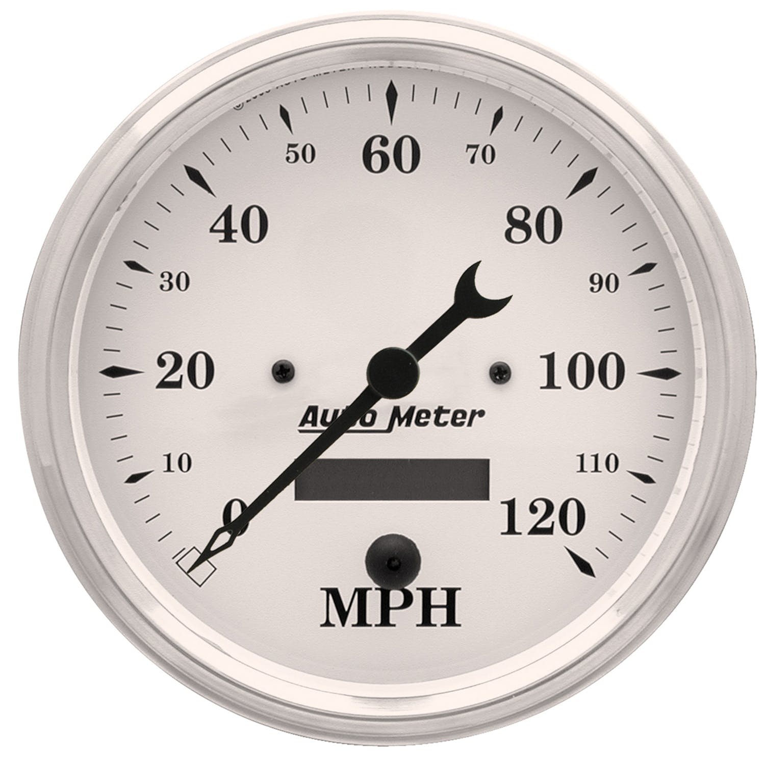 AutoMeter Products 1689 Gauge; Speedo.; 5in.; 120mph; Elec. Prog. w/LCD Odo; Old Tyme White