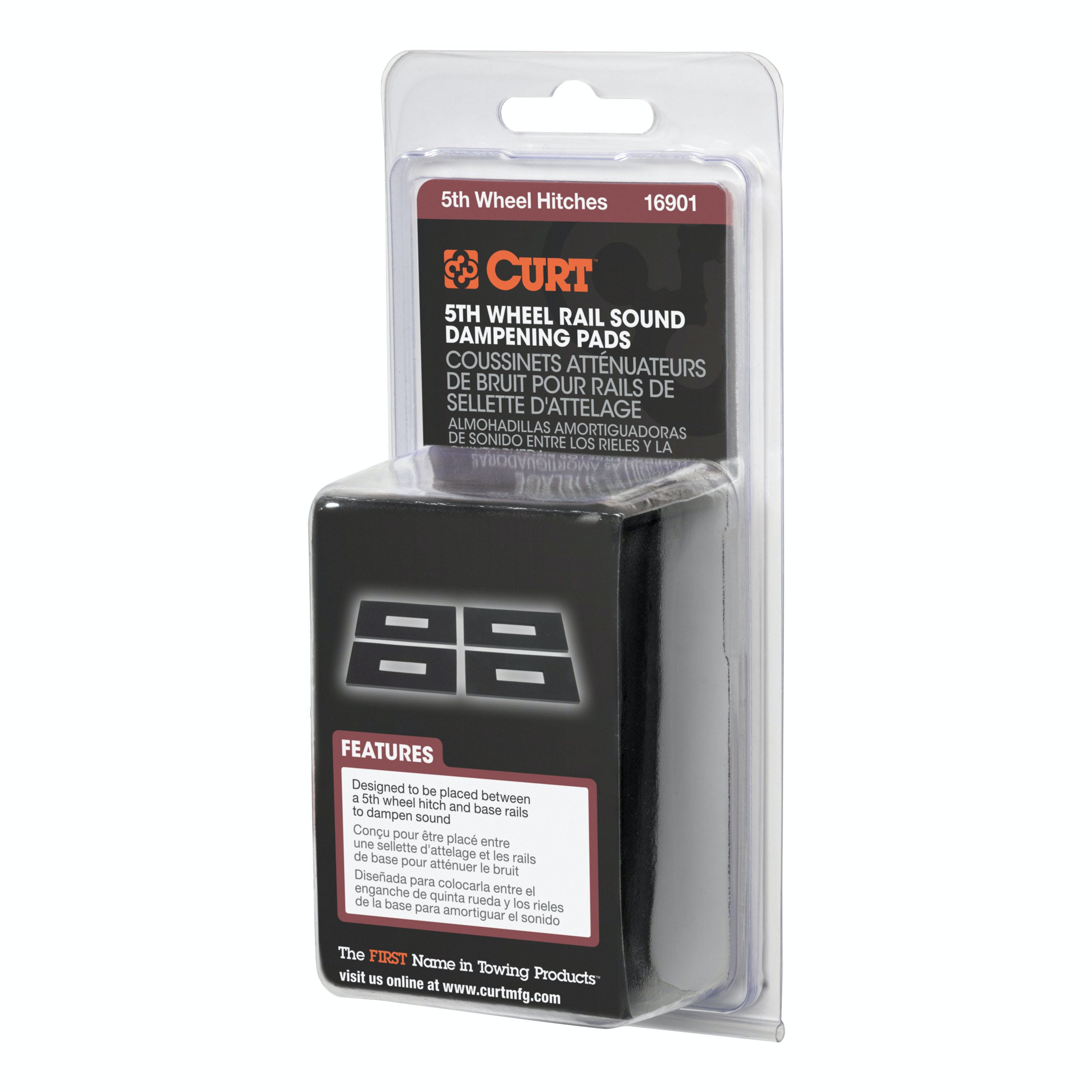 CURT 16901 5th Wheel Rail Sound Dampening Pads (Packaged)