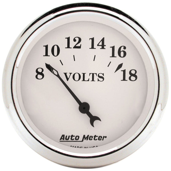 AutoMeter Products 1692 GAUGE; VOLTMETER; 2 1/16in.; 18V; ELEC; OLD TYME WHITE