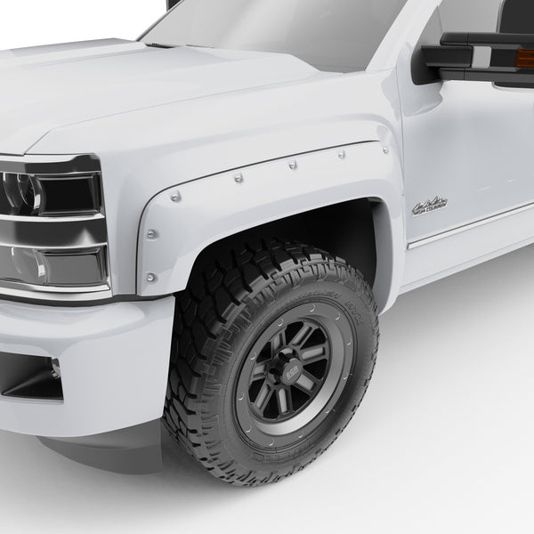 EGR Traditional Bolt-on look Fender Flares 14-18 Chevrolet Silverado 1500 15-19 Chevrolet Silverado 2500HD & 3500HD Painted to Code - Summit White set of 4