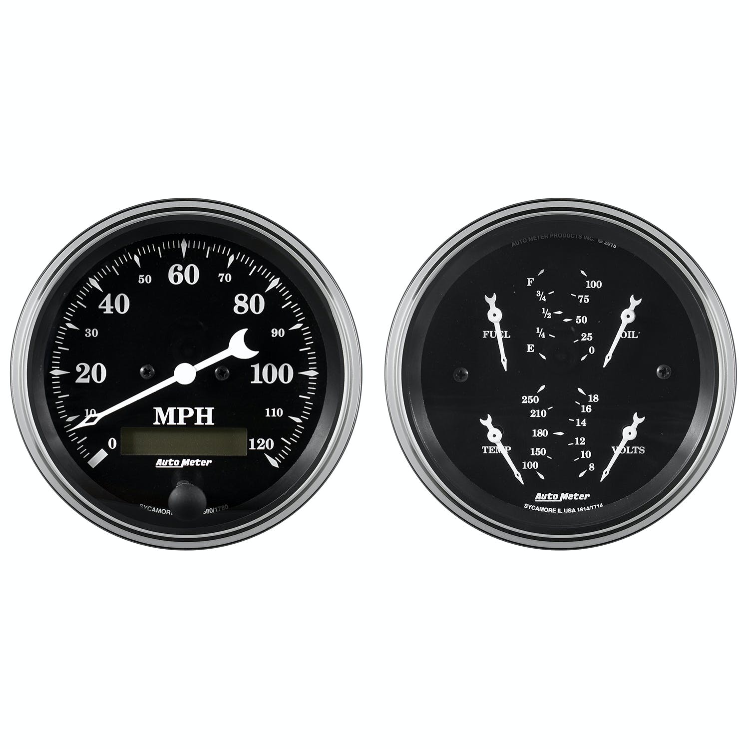 AutoMeter Products 1700 Quad and Speedometer Gauge Kit, 3 3/8in Old Tyme Black 2pc