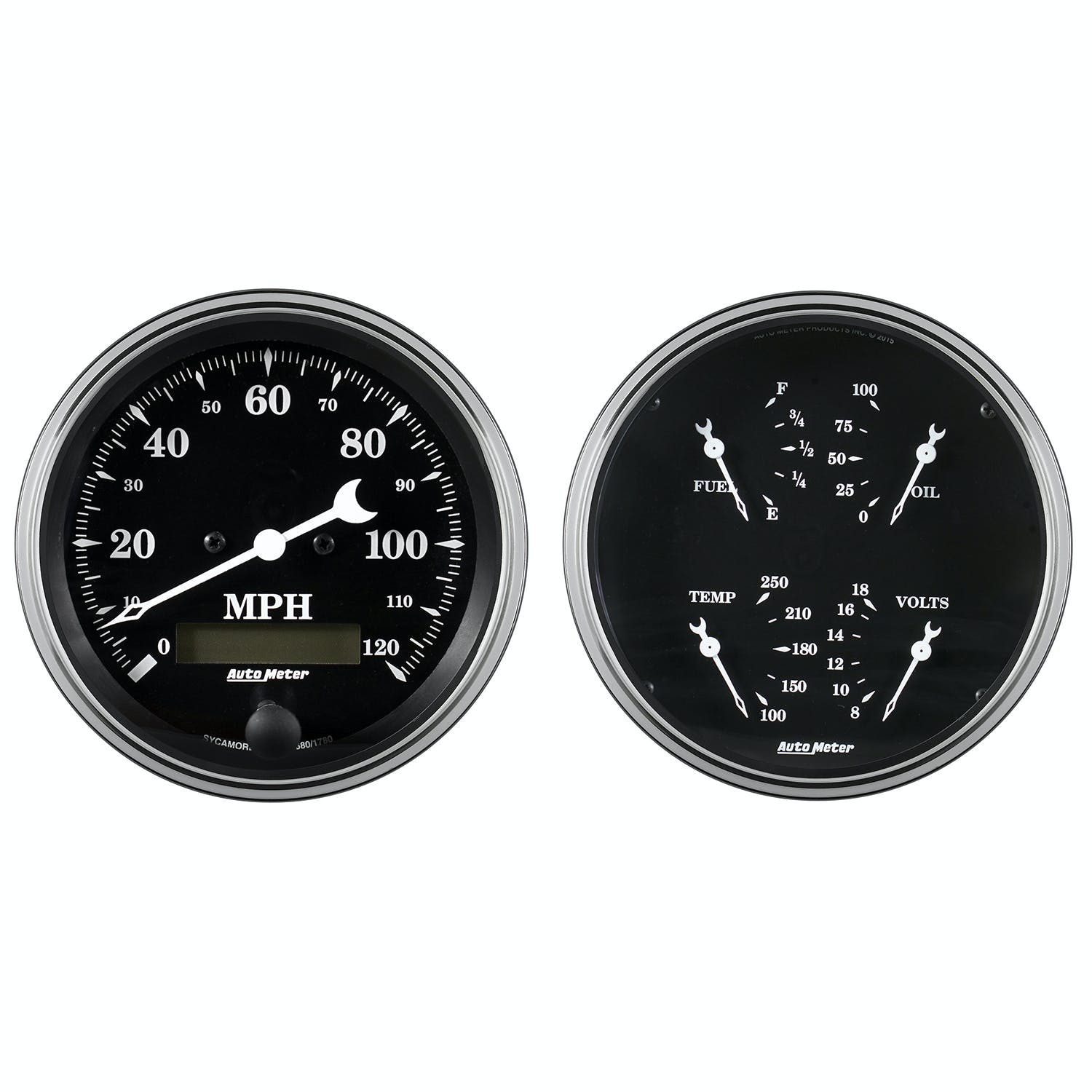 AutoMeter Products 1703 Quad and Speedometer Gauge Kit, 5in, Old Tyme Black 2pc