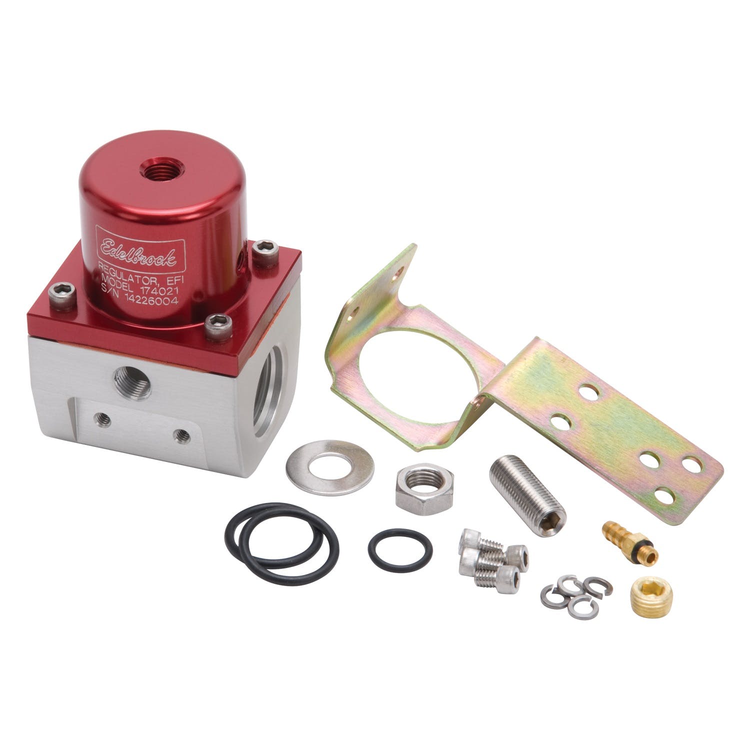Edelbrock 174021 REGULATOR EFI FUEL PRESSURE -10AN INLET/OUTLET RED/CLEAR BODY ANODIZED FINISH