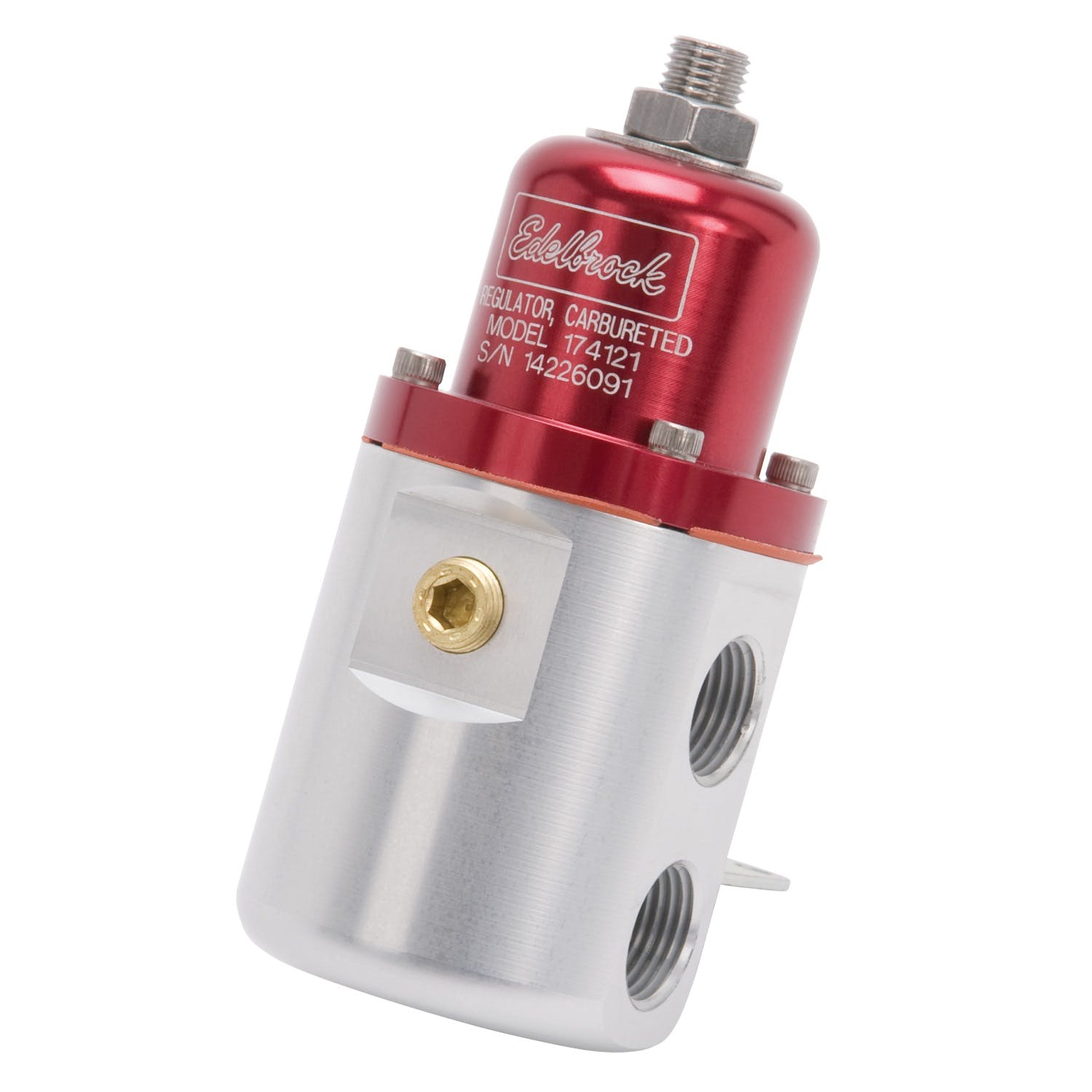 Edelbrock 174121 REGULATOR CARB FUEL PRESSURE 3/8 Npt INLET/OUTLET RED/CLEAR BODY ANODIZED FINISH