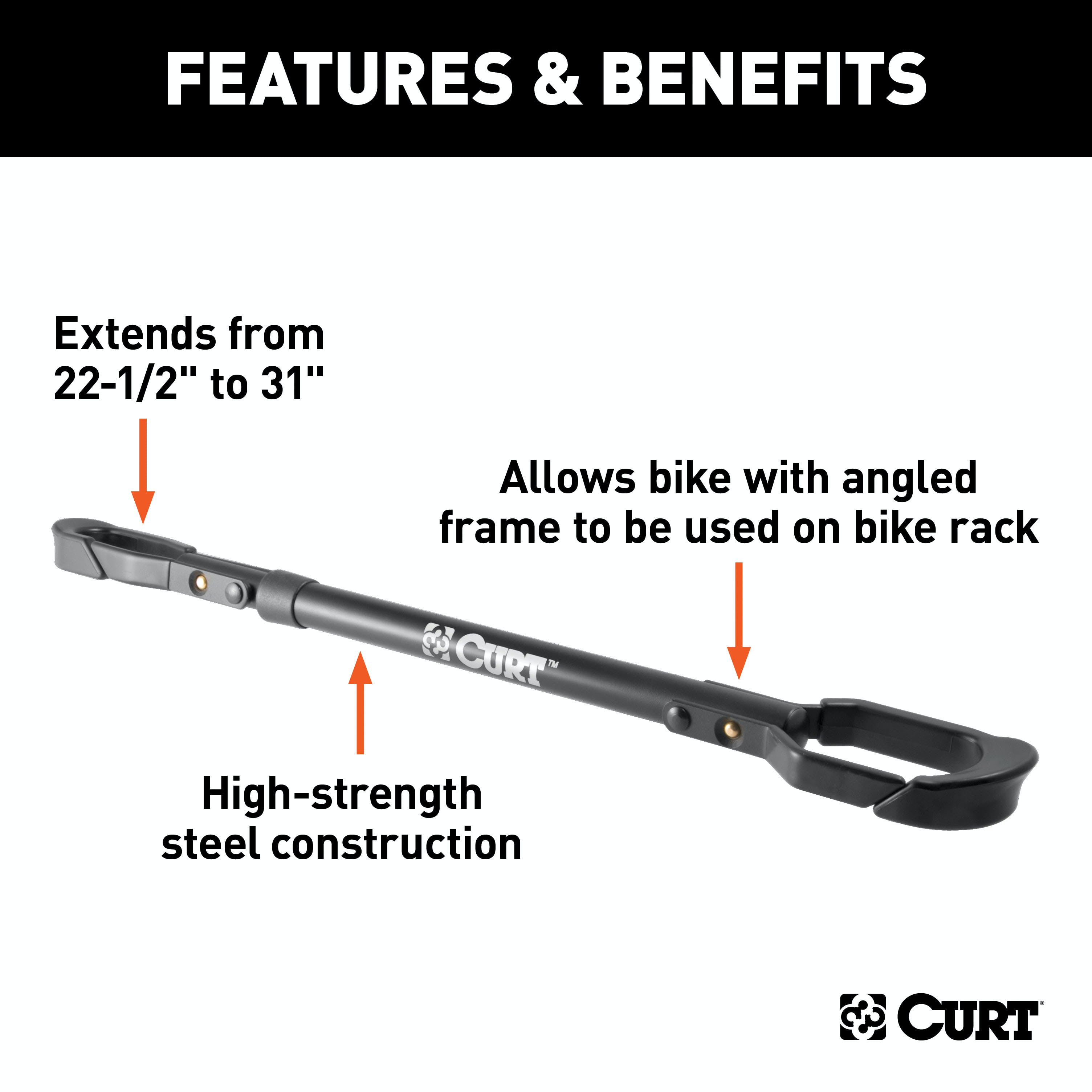 CURT 18016 22-1/2 to 31 Adjustable Bike Adapter Beam for Angled Frames