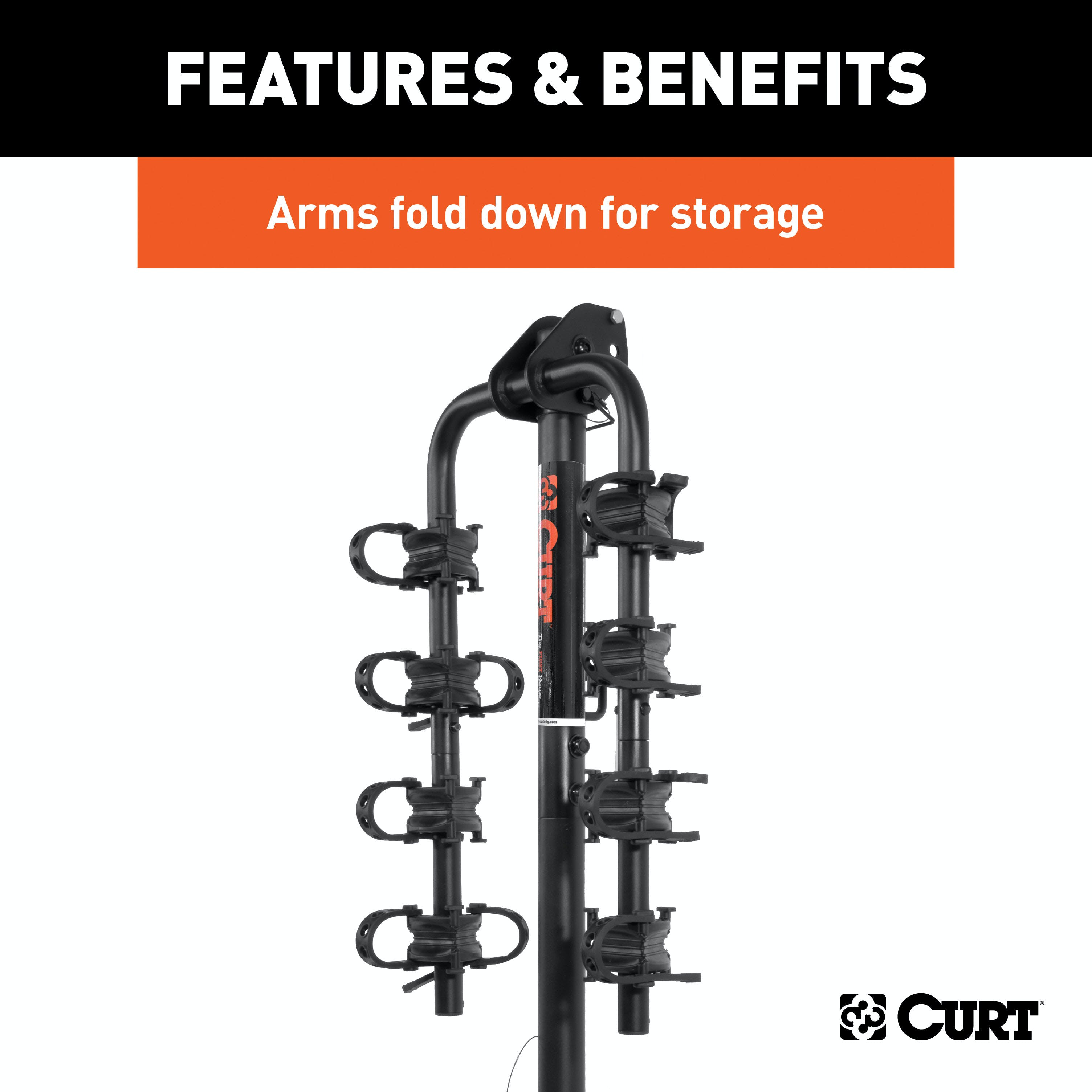 CURT 18030 Extendable Hitch-Mounted Bike Rack (2 or 4 Bikes, 1-1/4 or 2 Shank)