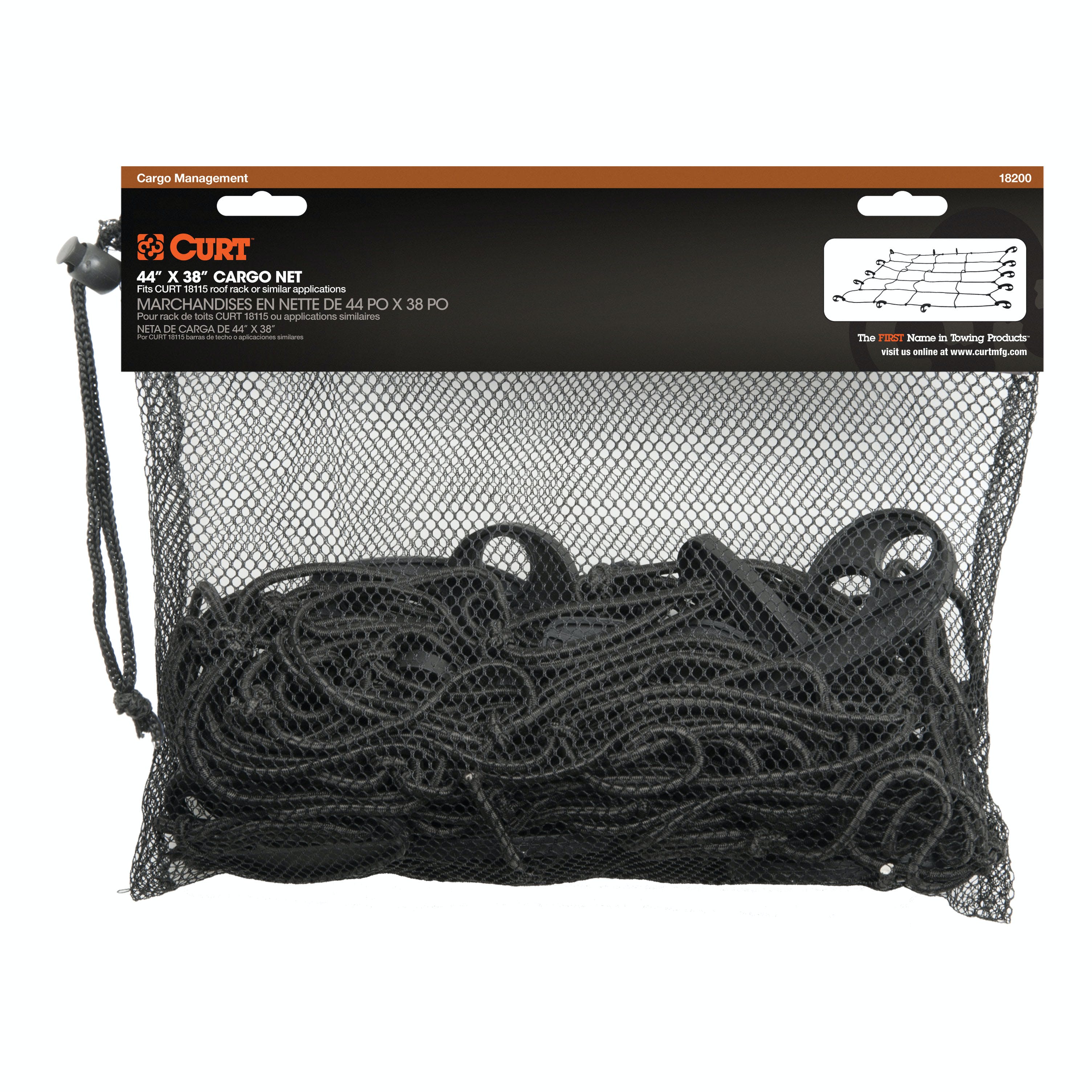 CURT 18200 44 x 38 Elastic Cargo Net for Roof Basket