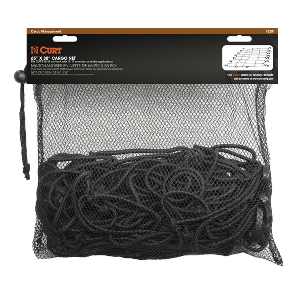 CURT 18201 65 x 38 Elastic Cargo Net for Extended Roof Basket