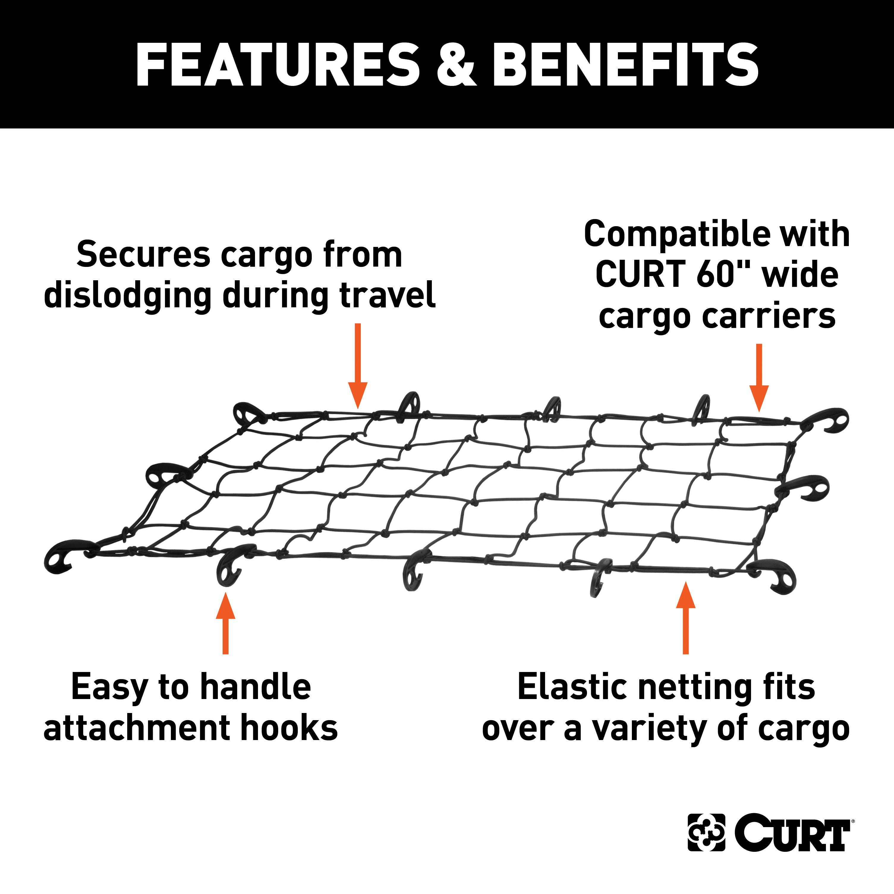 CURT 18202 43 x 24 Elastic Cargo Net for Hitch Carrier
