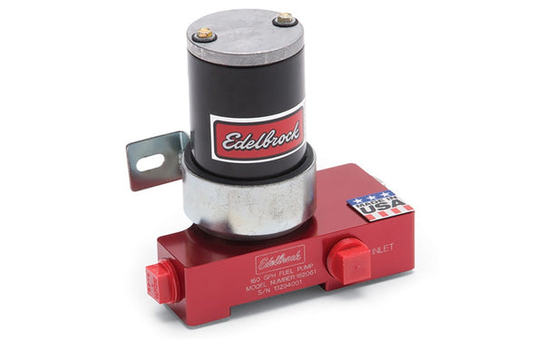 Edelbrock 182061 ELECTRIC FUEL PUMP CARBURATED APP 160 GPH EDELBROCK ENGRAVED RED ANODIZED FINISH