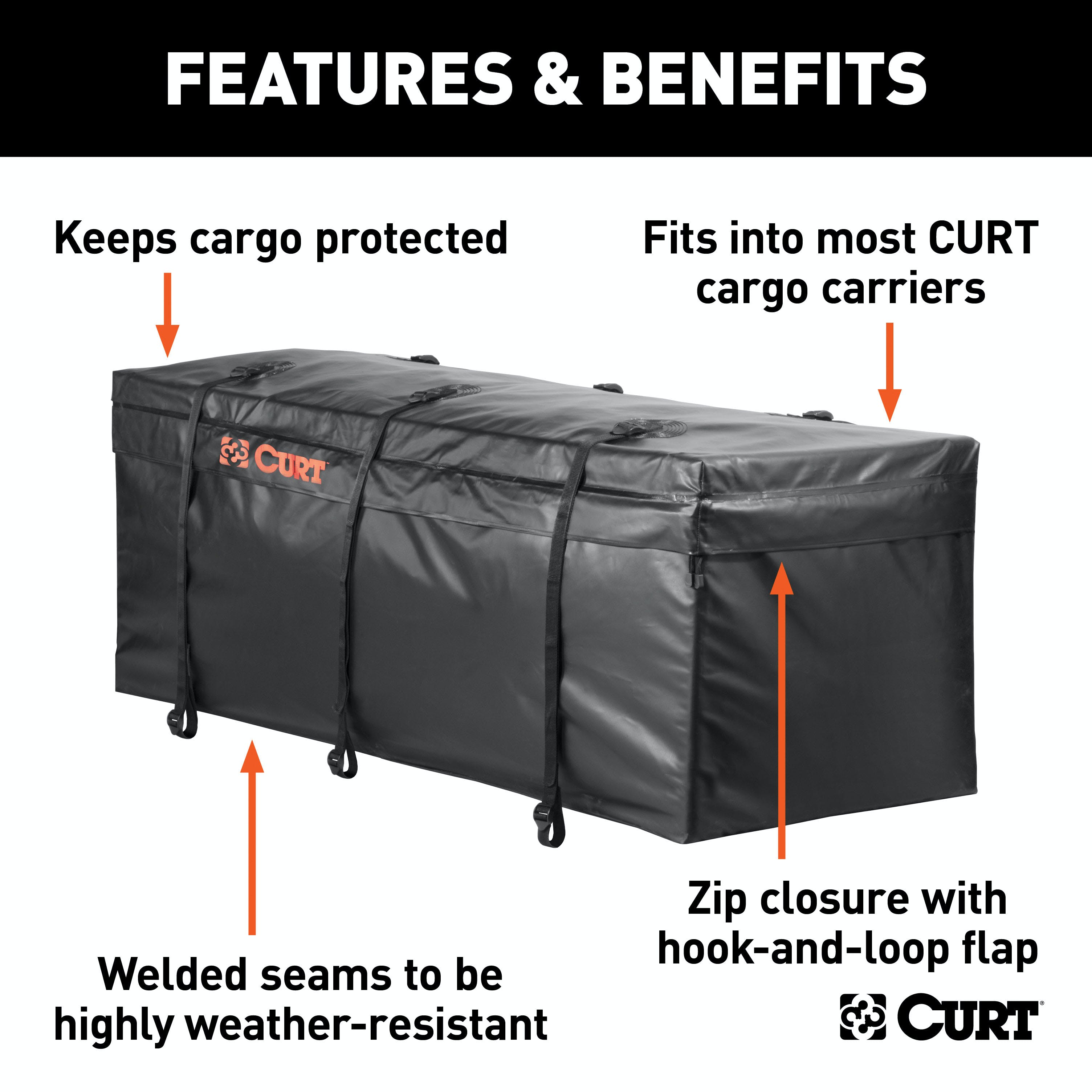 CURT 18210 56 x 18 x 21 Weather-Resistant Vinyl Cargo Bag